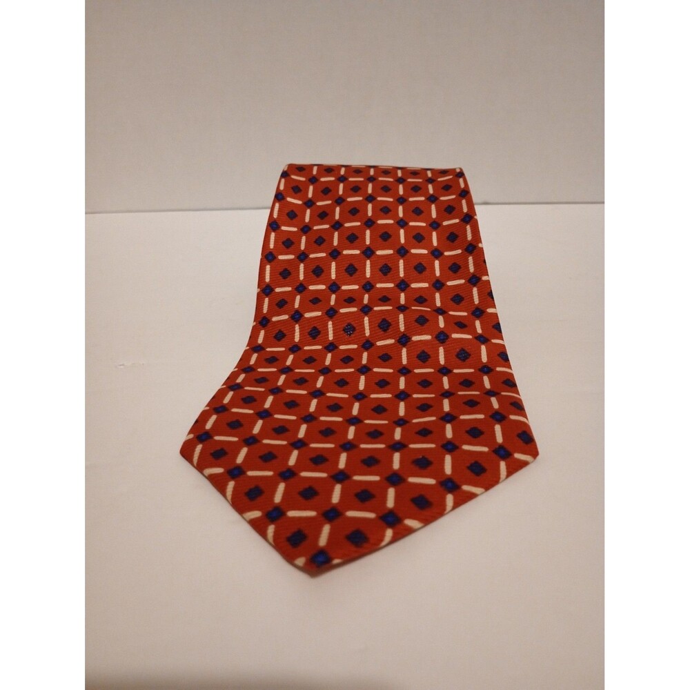 Polo Ralph Lauren Necktie - Burgundy & Beige Geometric Tie - Silk USA 57" x 4"